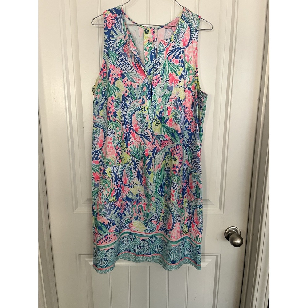 lilly pulitzer kelby stretch shift dress Womens 10 mermaid cove print 772